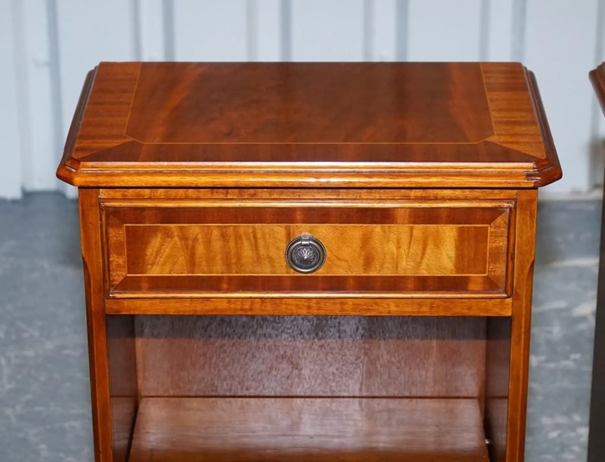 Vintage Georgian Style Walnut Bedside Tables, Set of 2