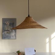 Very large vintage rattan pendant light.