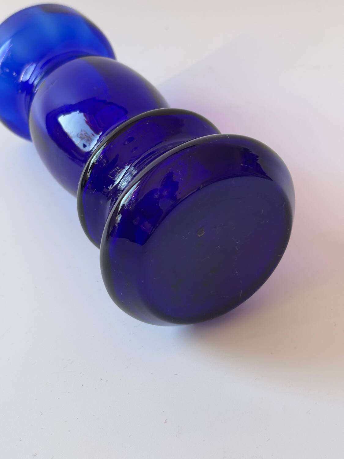 Cobalt blue blown glass vase 17.5cm