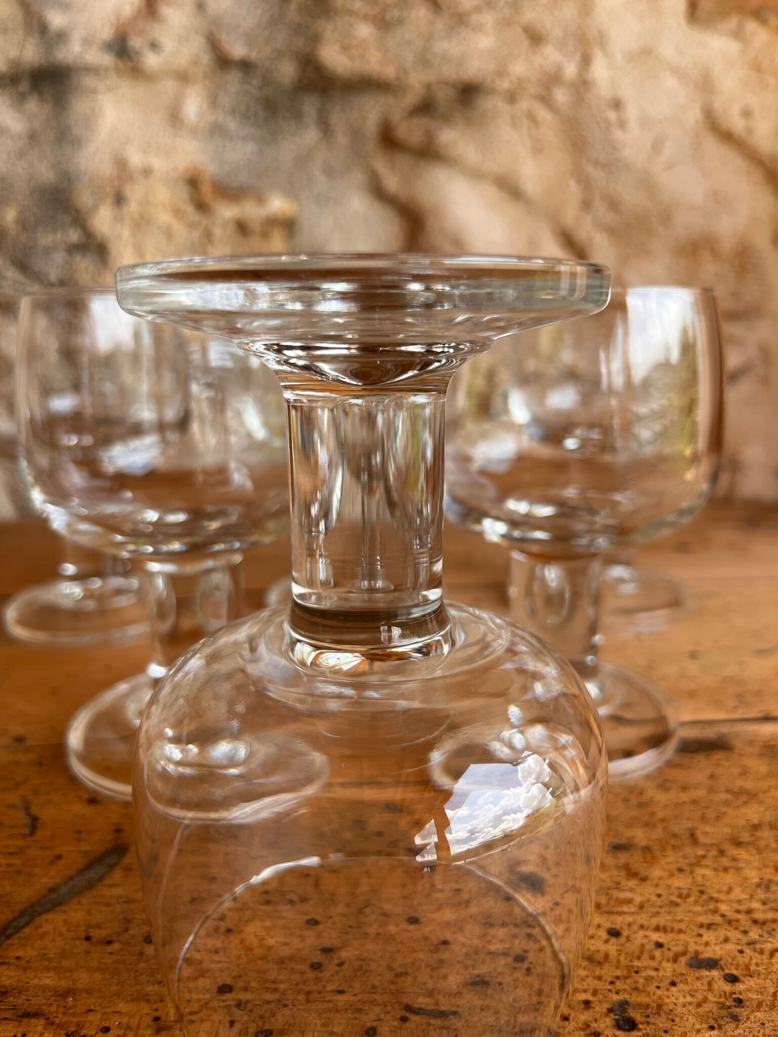 Set of 6 thick stemmed glasses