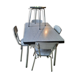 Formica table, 4 chairs and 1 stool