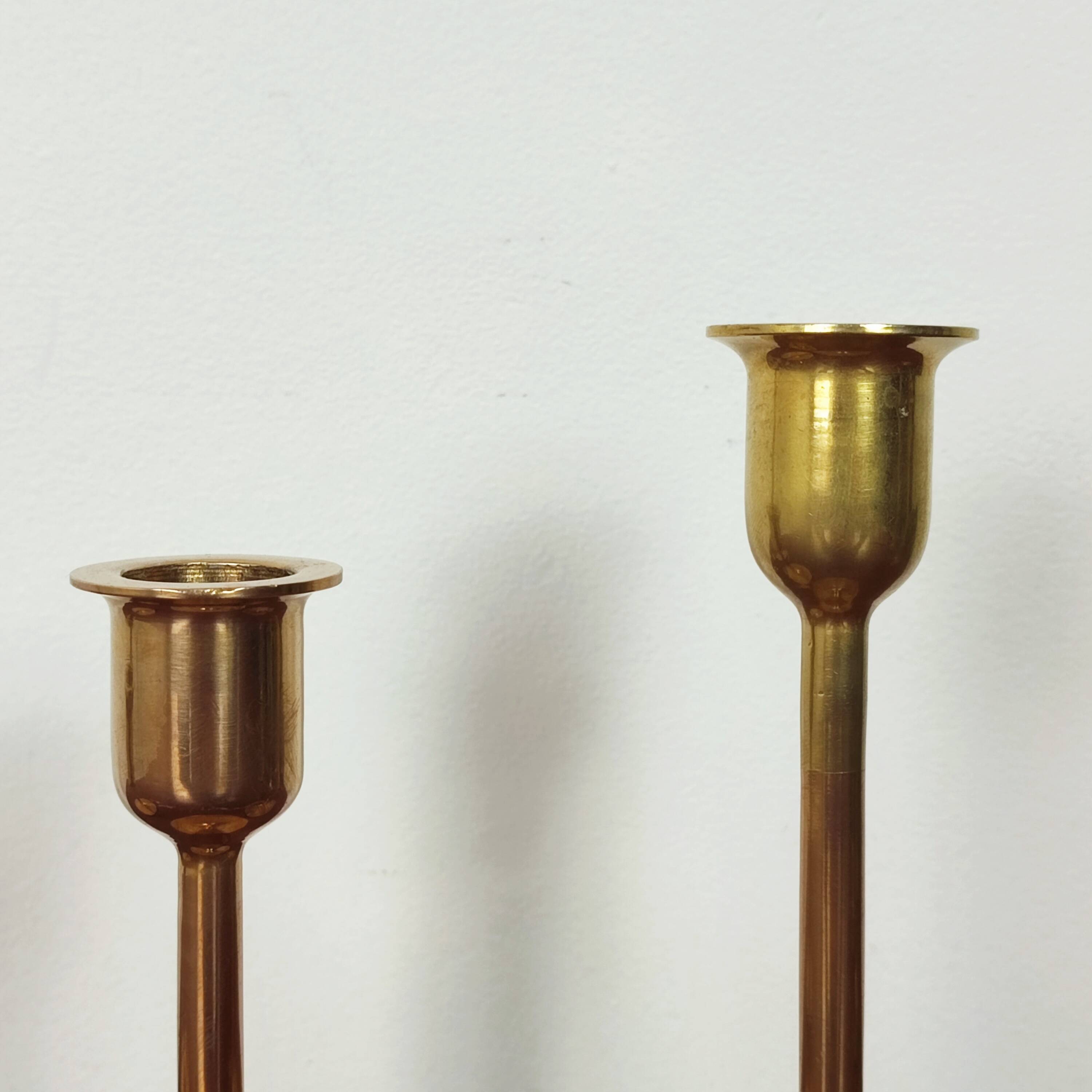 Scandinavian brass candle holders