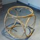 Table basse en rotin, bambou et verre, Design Space Age Vintage