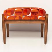 Vintage red and orange mid-century stool, Edmund Homa, 1960s