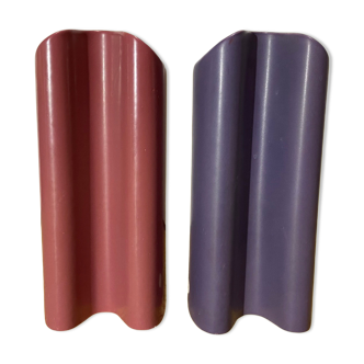 Set of 2 retro pink/purple vases made in denmark | fn art denmark ceramic pottery vases