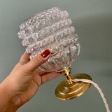 Vintage globe table lamp in molded and chiseled glass