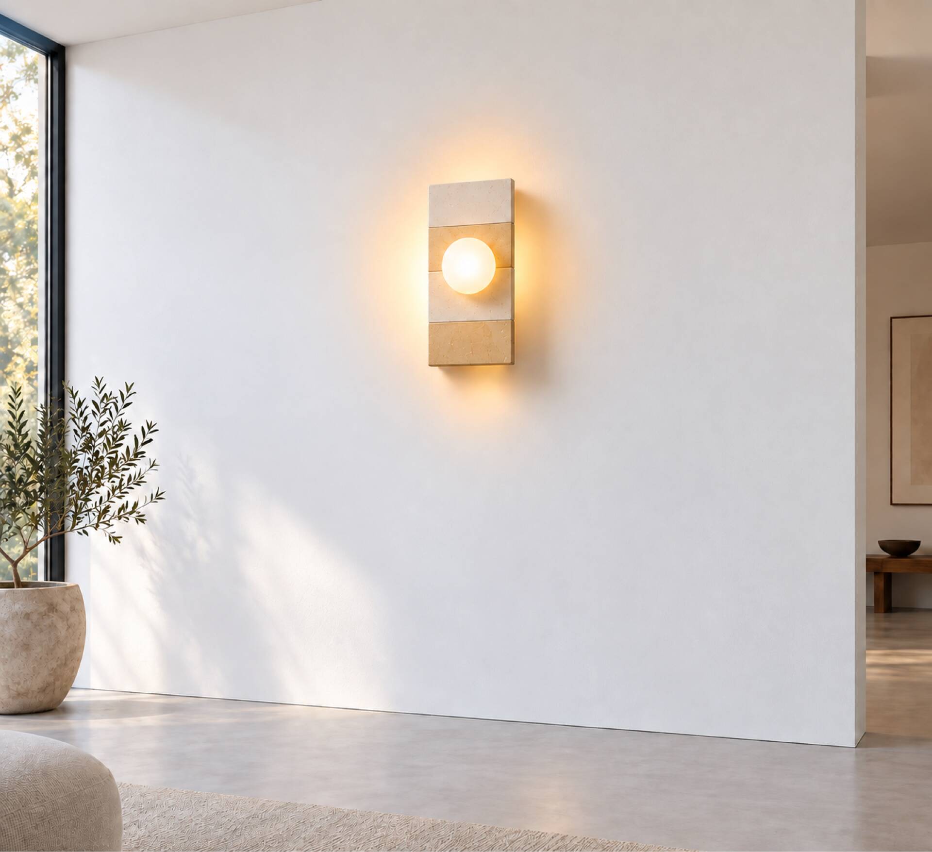 Ceramic zellige wall light