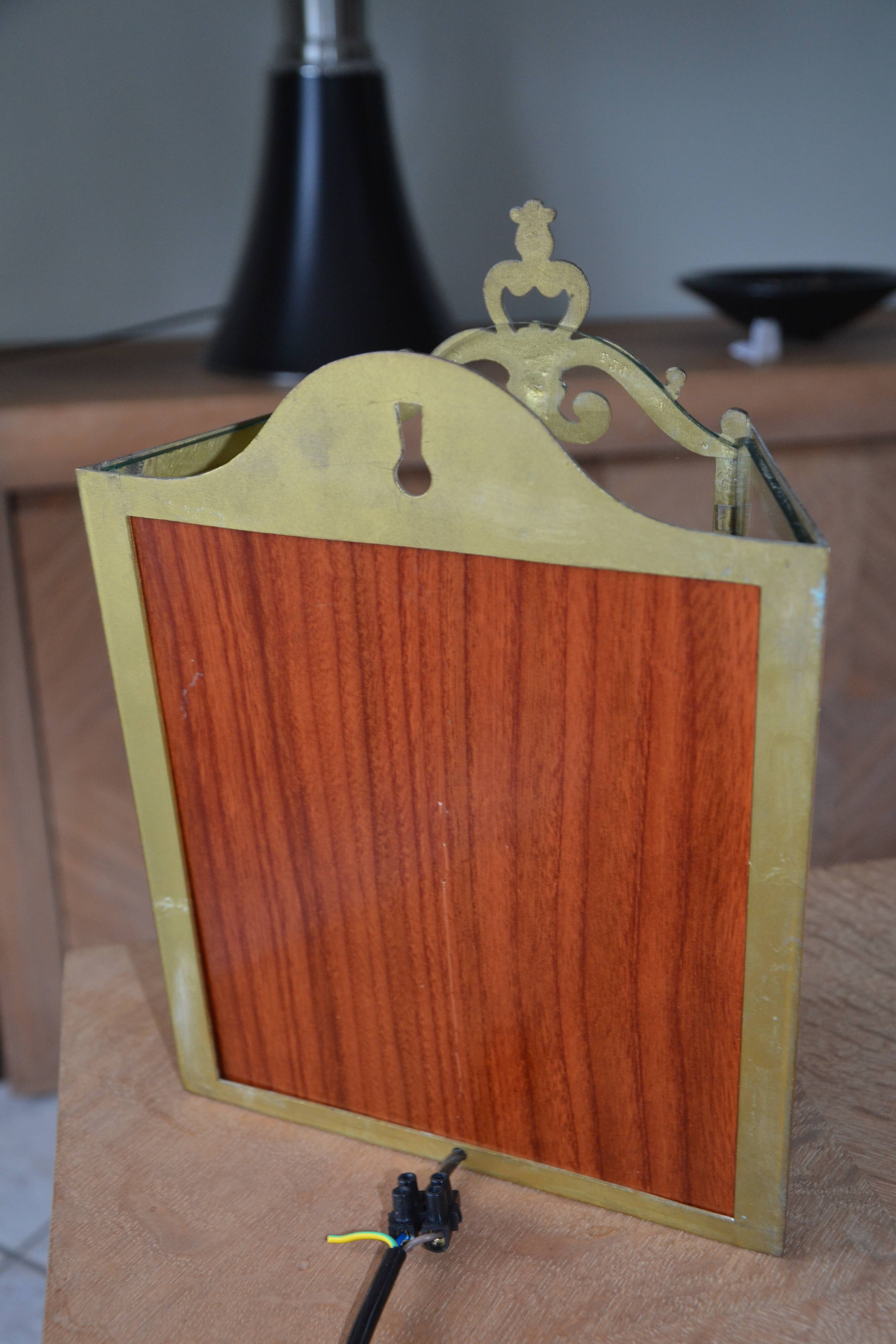Antique glass wall light in brass
