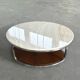Table basse vintage onyx ivoire chrome et bois
