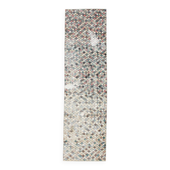 2x9 Vintage Multicolor Geometric Turkish Runner Rug, 75x266Cm