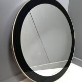 Miroir rond à décor noir années 60