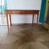 Minister's desk style L. Philippe – 2 drawers – cherry wood – faux leather desk mat