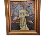 Art Nouveau Painting With A Maiden Belgian School, late 1800s