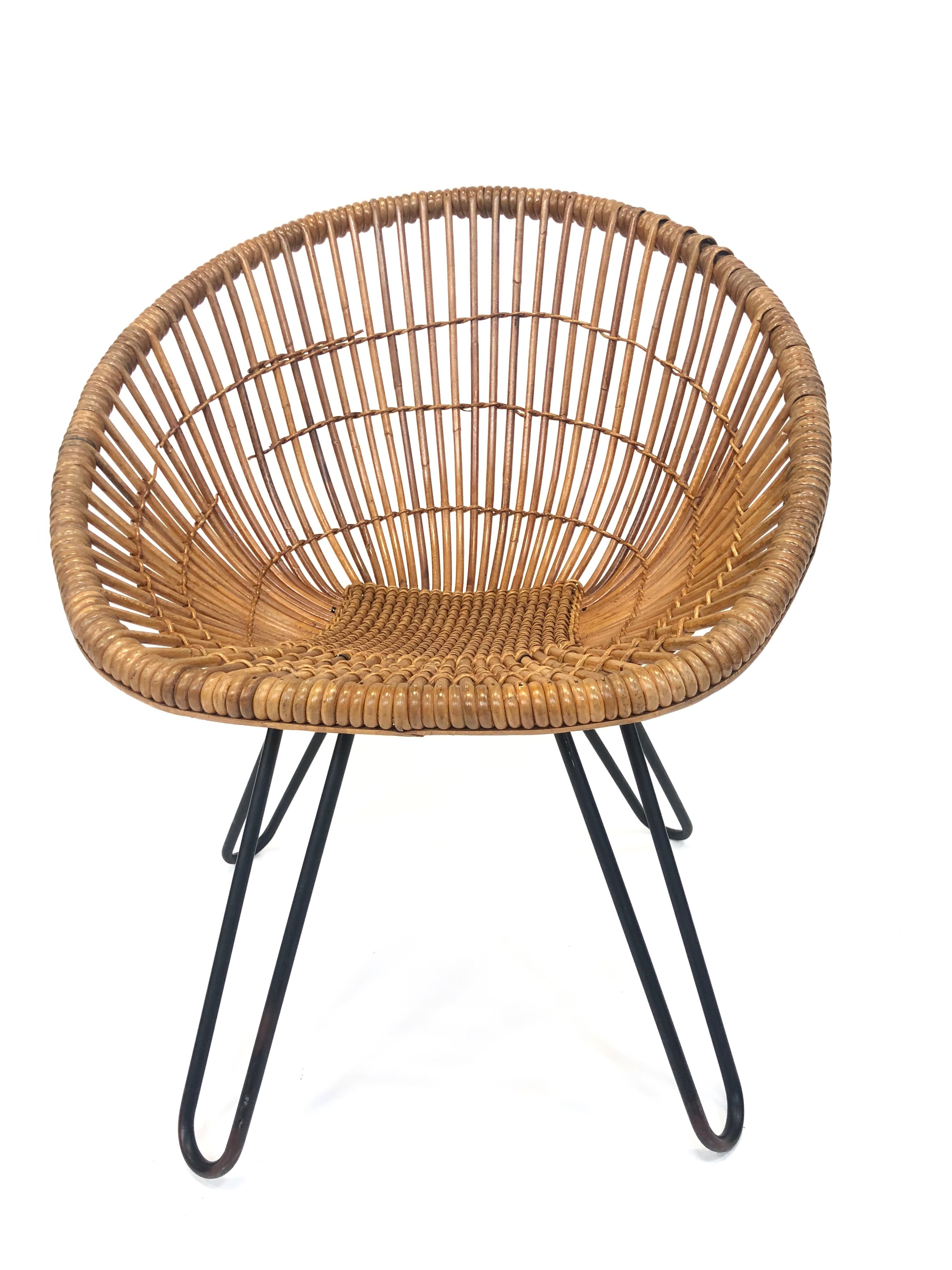 Rohe Noordwolde rattan armchair, 1960, Netherlands
