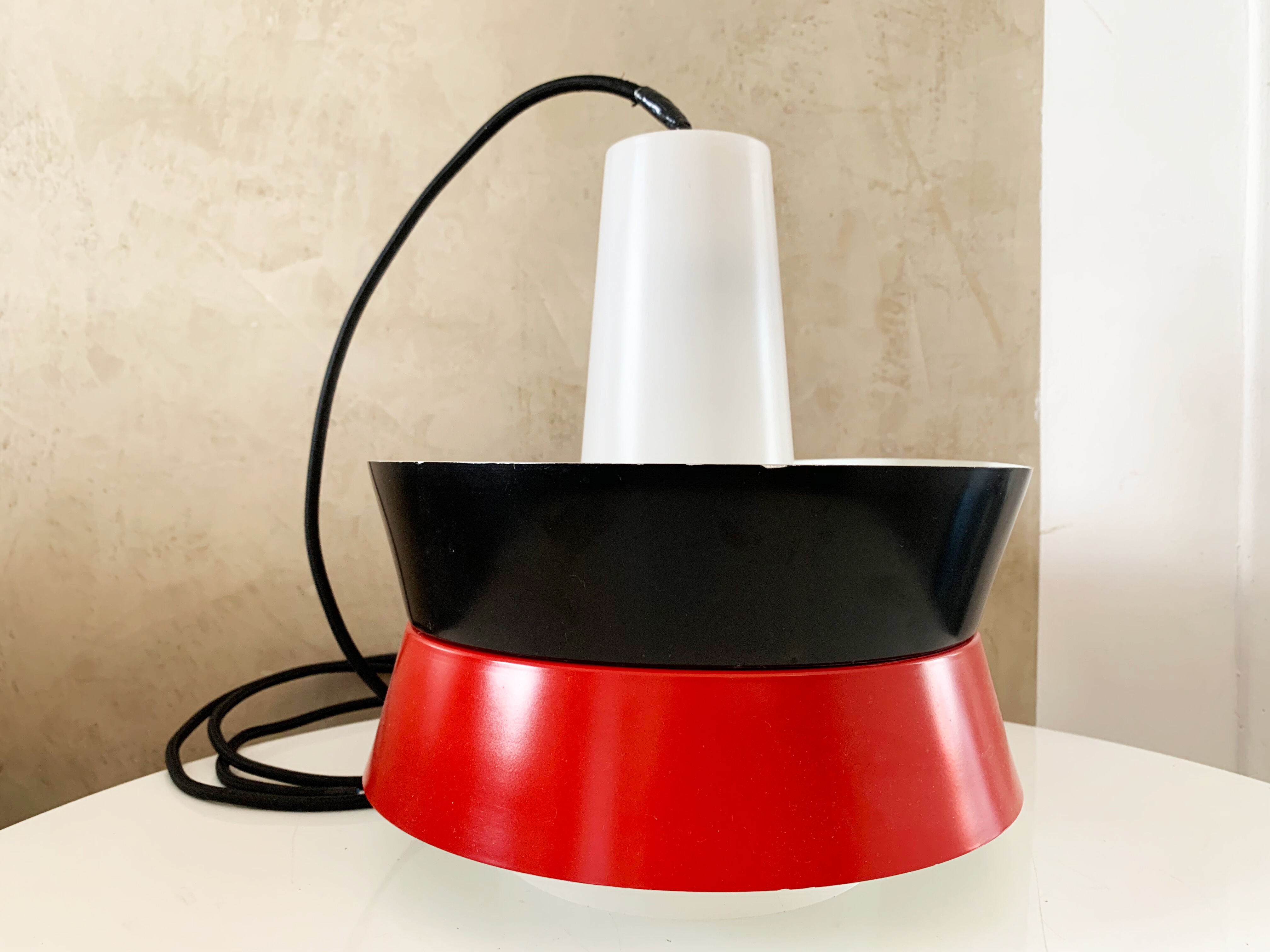 Fog and moerup pendant light - danish mid-century - vintage lamp - red & black - 1960s design
