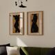 Paire d’estampes, art mural silhouette féminine. Lot de deux, 50x70cm