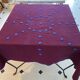 Nappe ancienne et ses 4  serviettes brodée AP - 132x150cm - coton