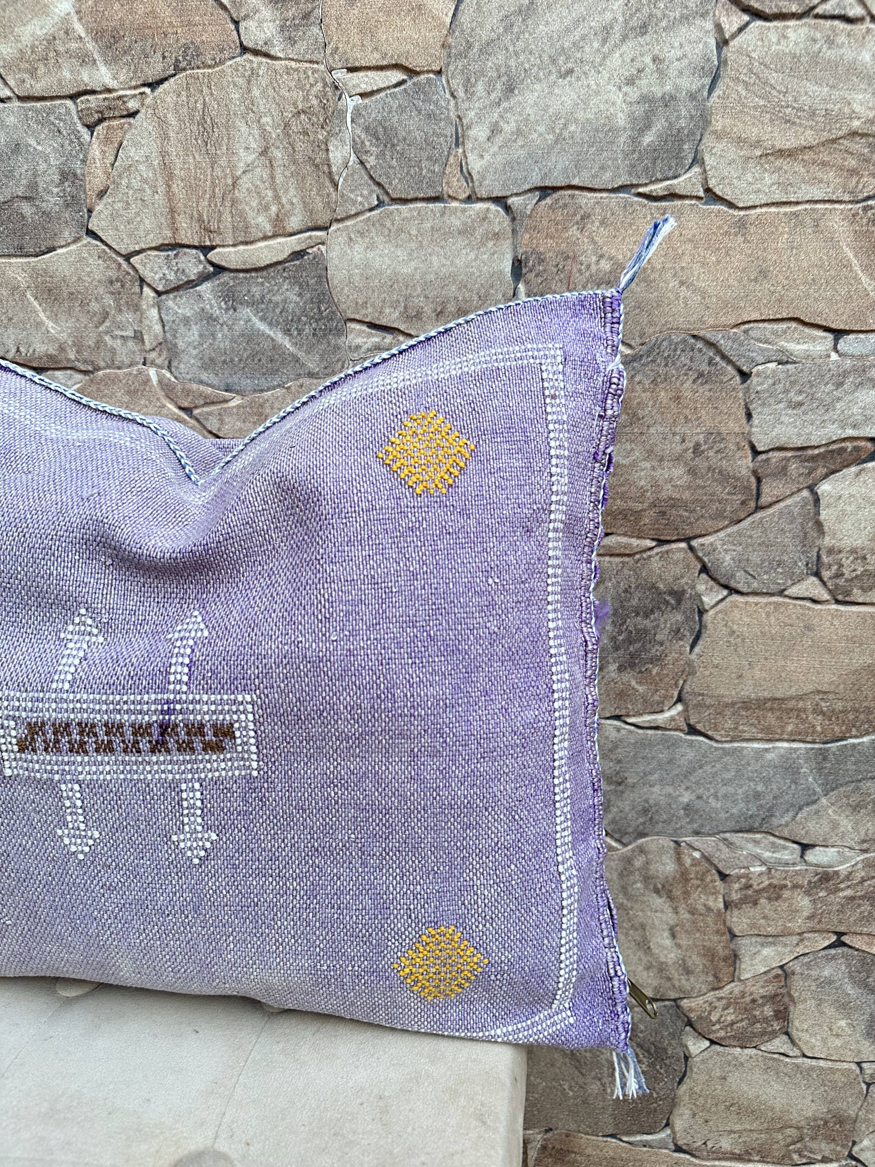 Handmade Moroccan silk cushion cover, cactus pattern