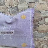 Handmade Moroccan silk cushion cover, cactus pattern