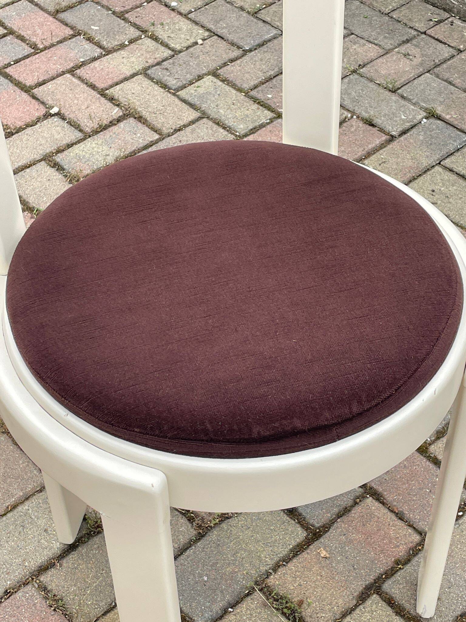 Lacquered wooden chairs with fabric, 1970s, set of 4