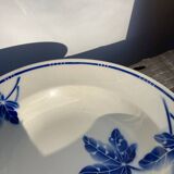 Blue earthenware salad bowl Moulin des loups