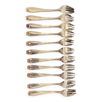 Set of 11 silver-plated cake/oyster forks Guildart 1960 vintage