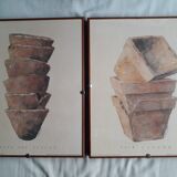 Set of 2 vintage illustrations signed Baudry