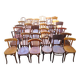 Set of 36 mismatched Bistrot chairs, 1920 to 1950, wooden seats.