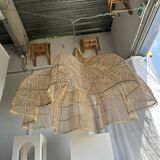 Immense rattan suspension in the shape of a flower, tulip, corolla H1m D1m50