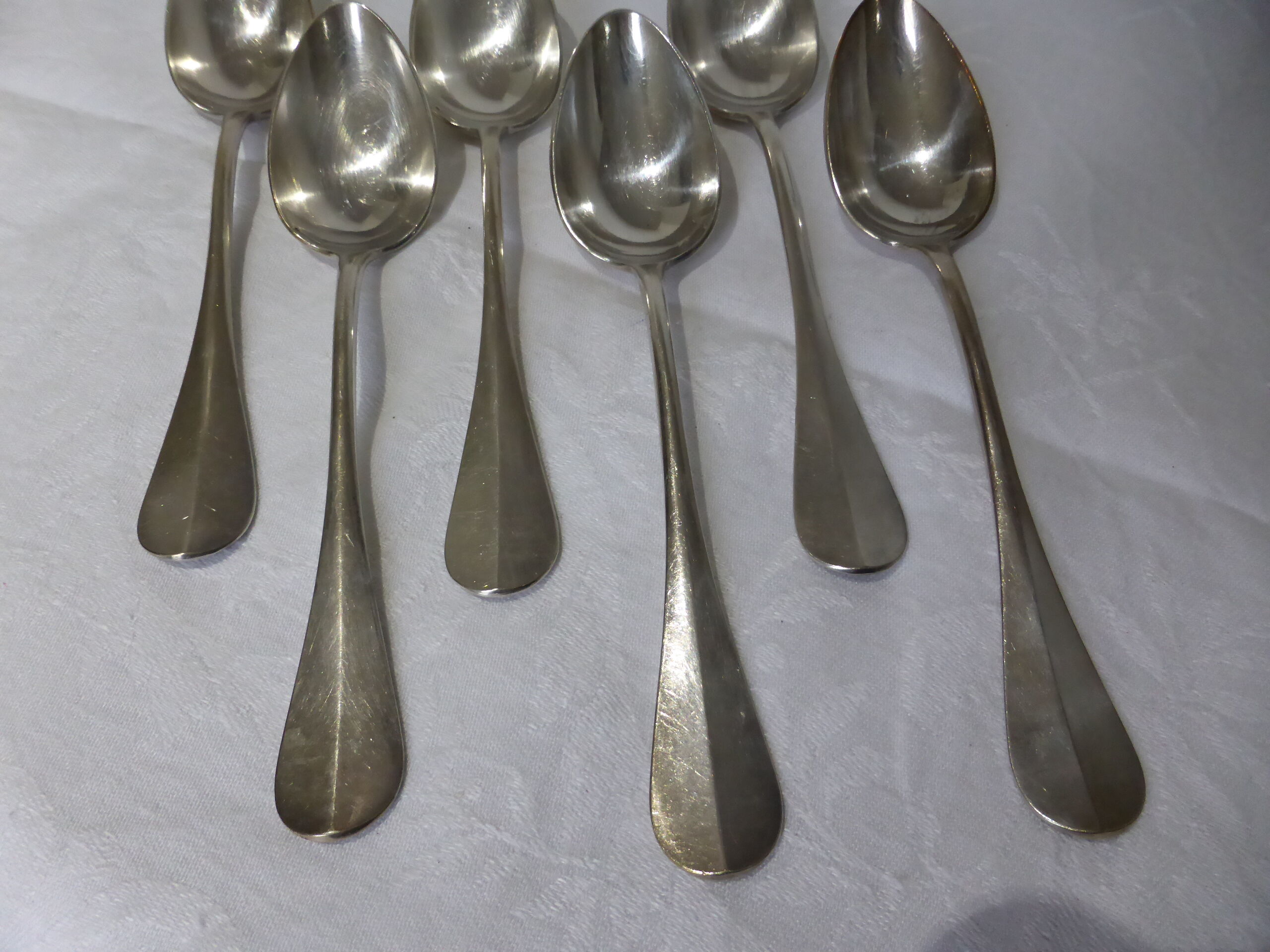 6 vintage silver plated soup spoons with hallmarks