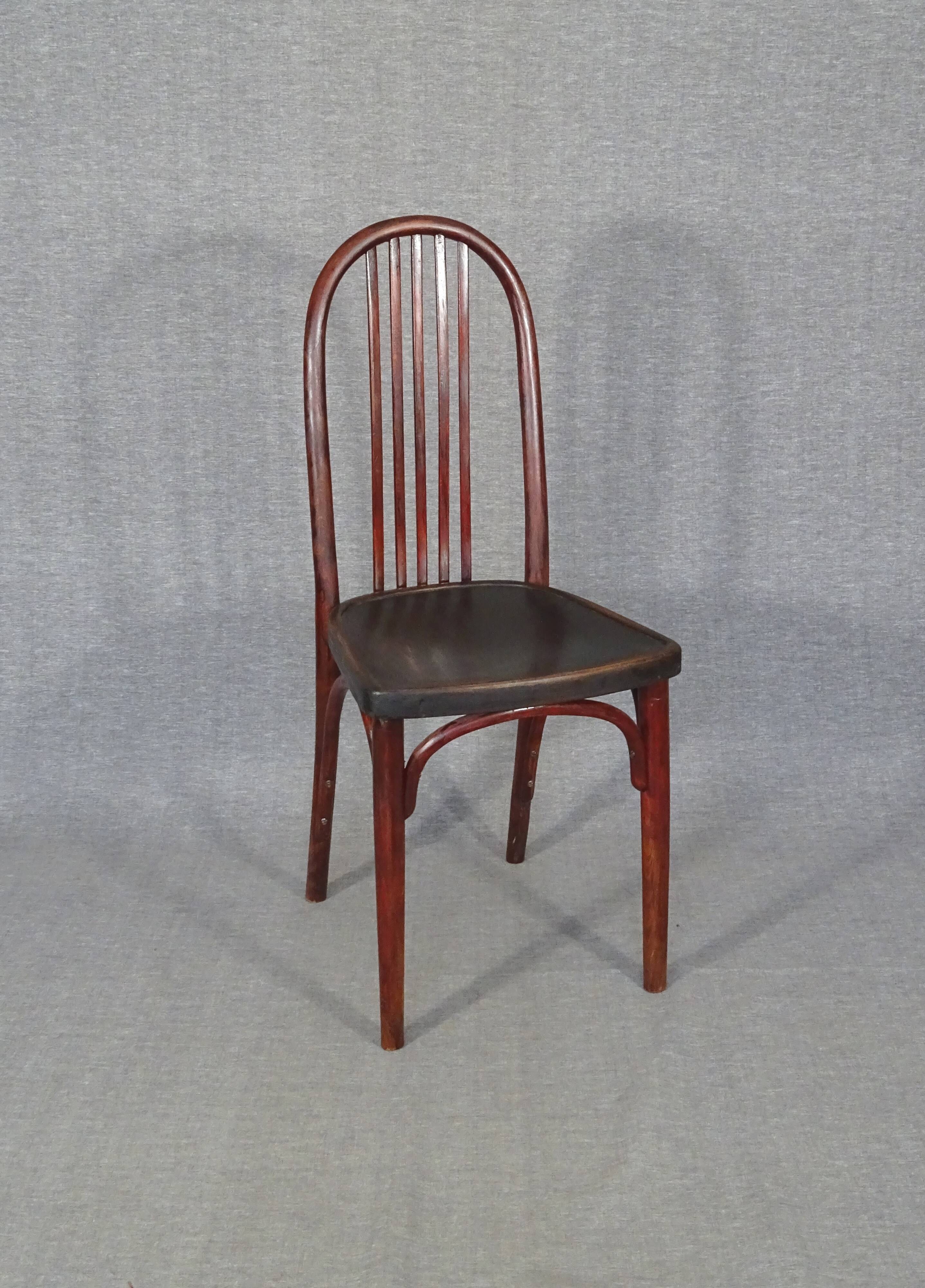 Set of 4 bistro chairs 1910/1930 curved wood, thonet, fischel etc