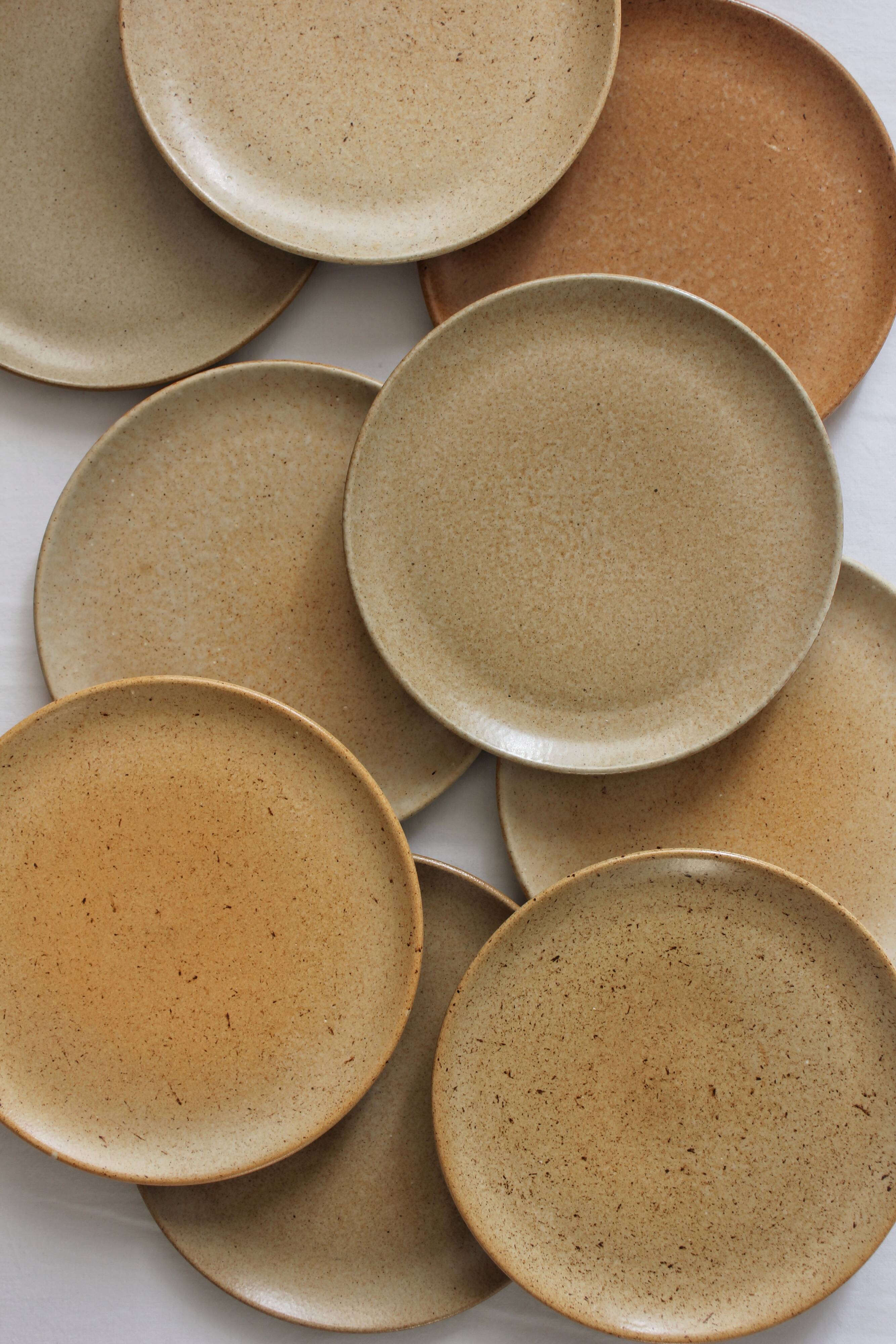9 vintage stoneware dessert plates