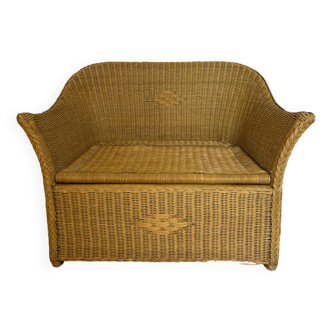 Rattan storage bench
