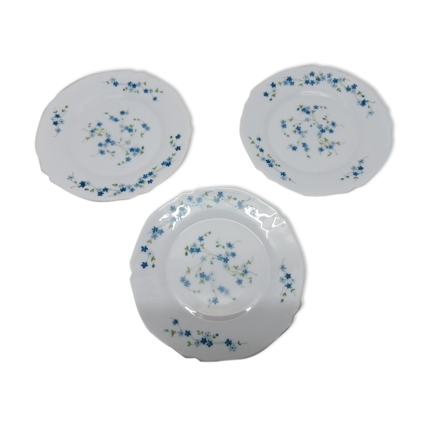 arcopal plates old blue flowers vintage lot of 3