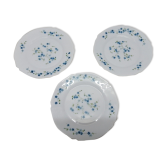arcopal plates old blue flowers vintage lot of 3