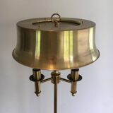 Brass floor lamp with a brass shade. Attributed to Maison Charles