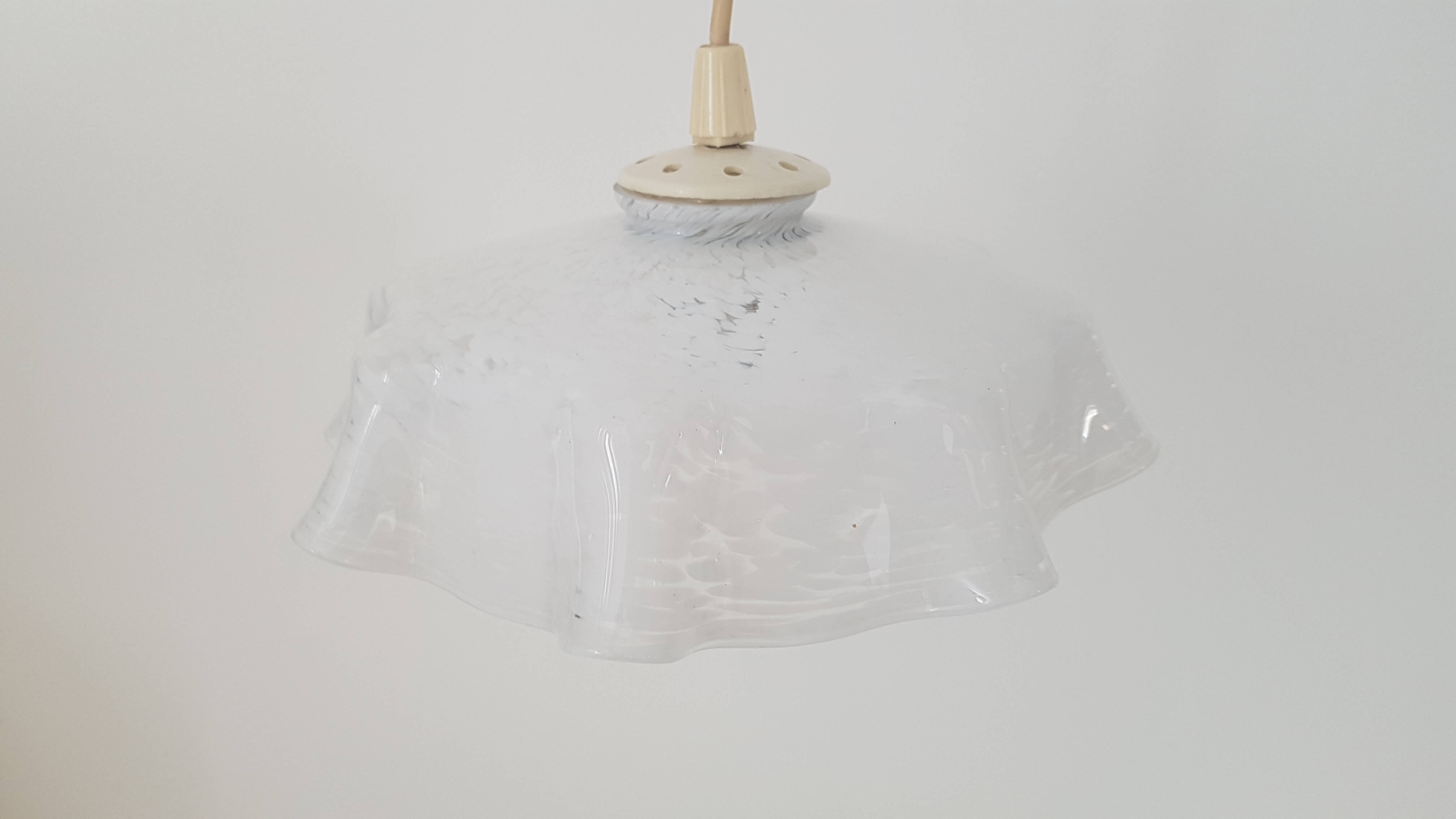 Vintage white murano glass hanging lamp