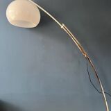 Italian mid-century Goffredo Reggiani arc floor lamp with white plexiglass shade
