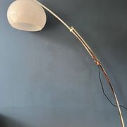 Italian mid-century Goffredo Reggiani arc floor lamp with white plexiglass shade