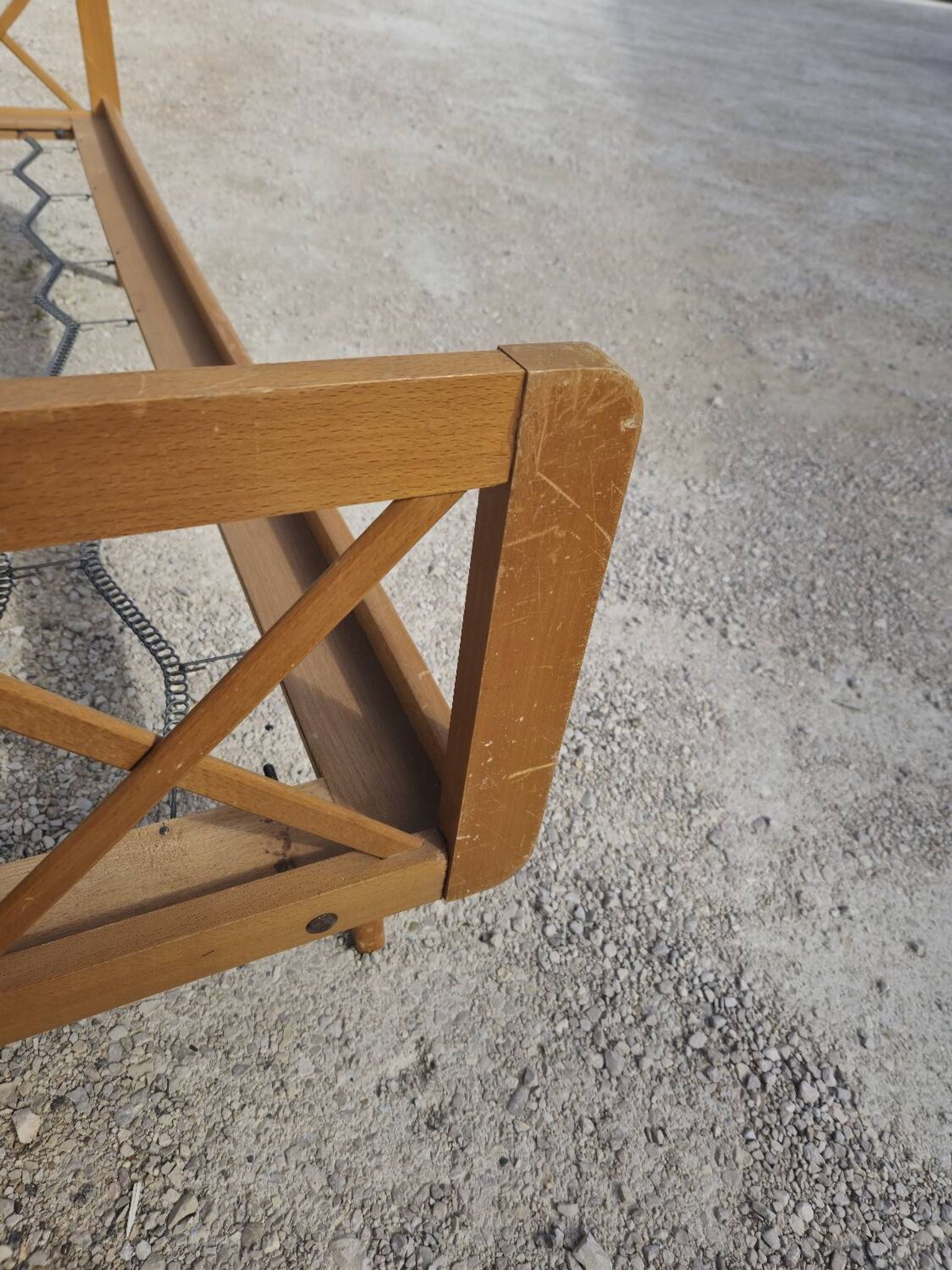 Vintage bed with compass feet from the 1950s