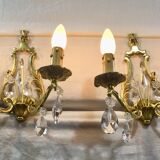Pair of Wall Lamp Bronze And Crystal 2 Lights