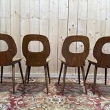 Set of 4 Baumann chairs model Eye in wood, 1950s design.