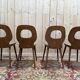 Suite de 4 chaises Baumann modèle œil en bois Design 1950s