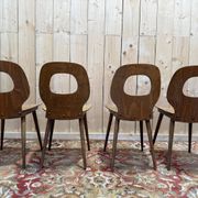 Set of 4 Baumann chairs model Eye in wood, 1950s design.