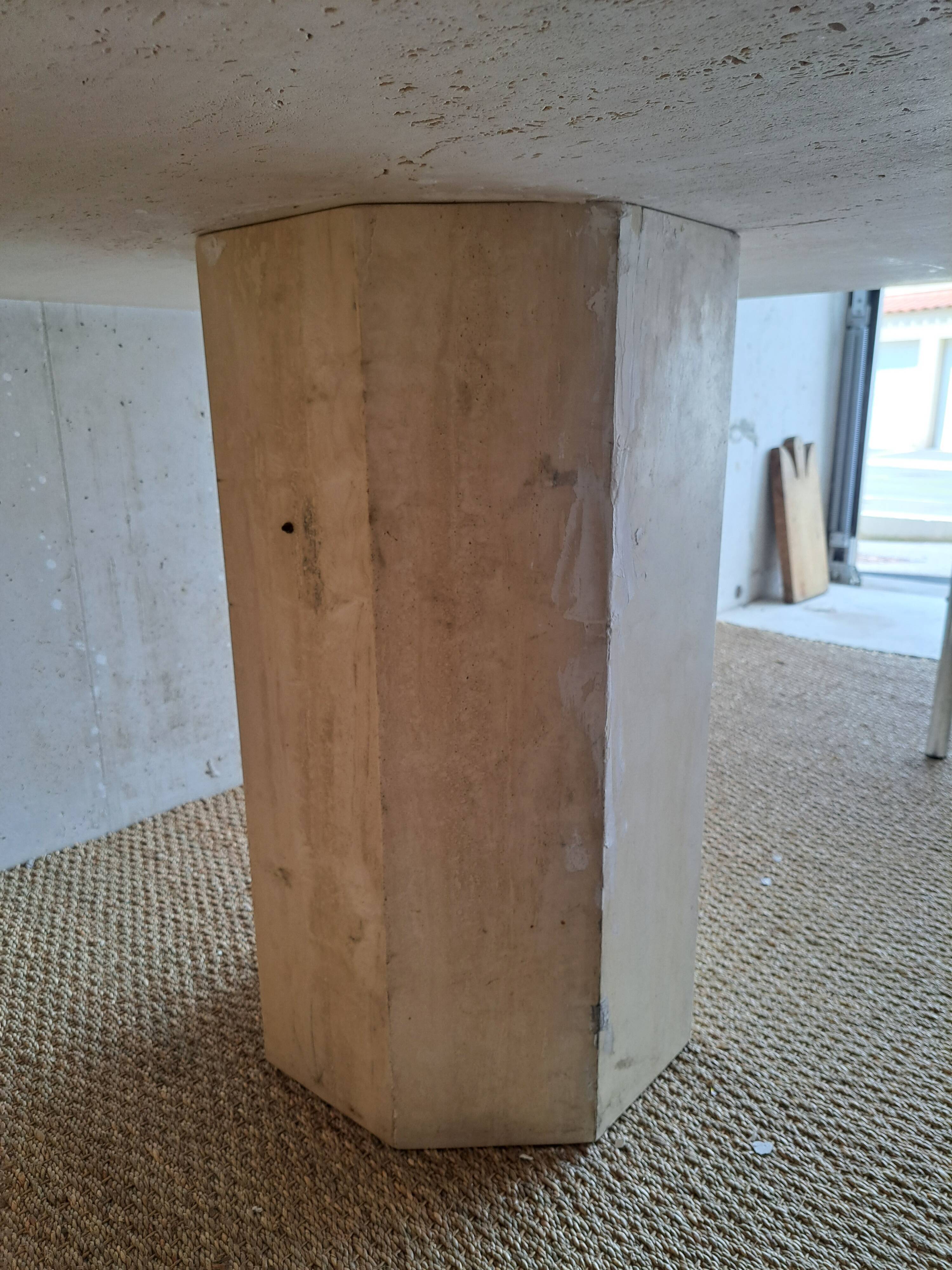 Hexagonal travertine dining table 80s