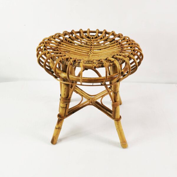 Tabouret en rotin et bambou par Franco Albini, Italie, années 1960