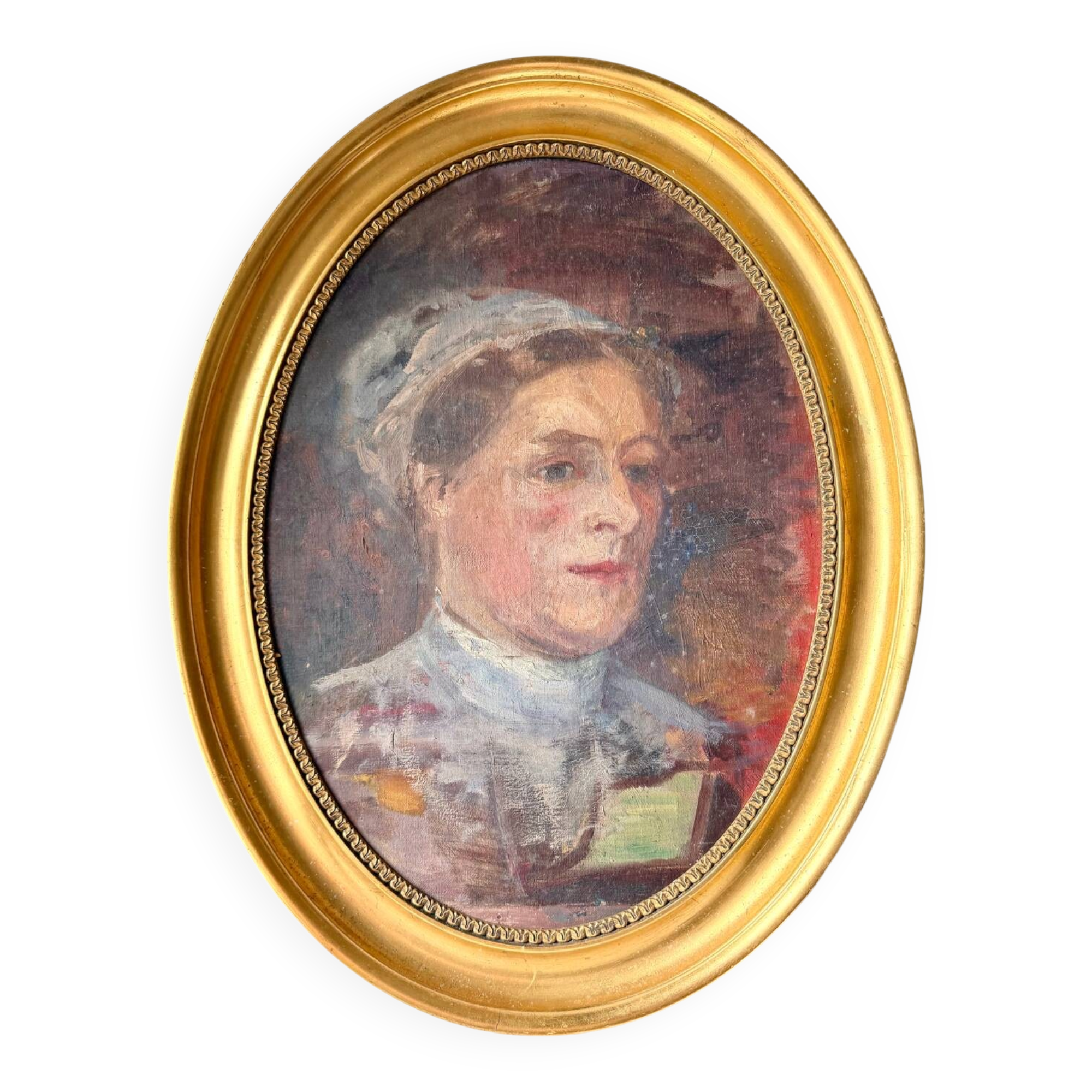 Antique Portrait Oil Painting With Wooden gilded frame 58cm x 45cm