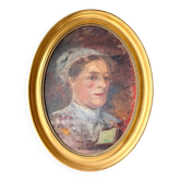 Antique Portrait Oil Painting With Wooden gilded frame 58cm x 45cm