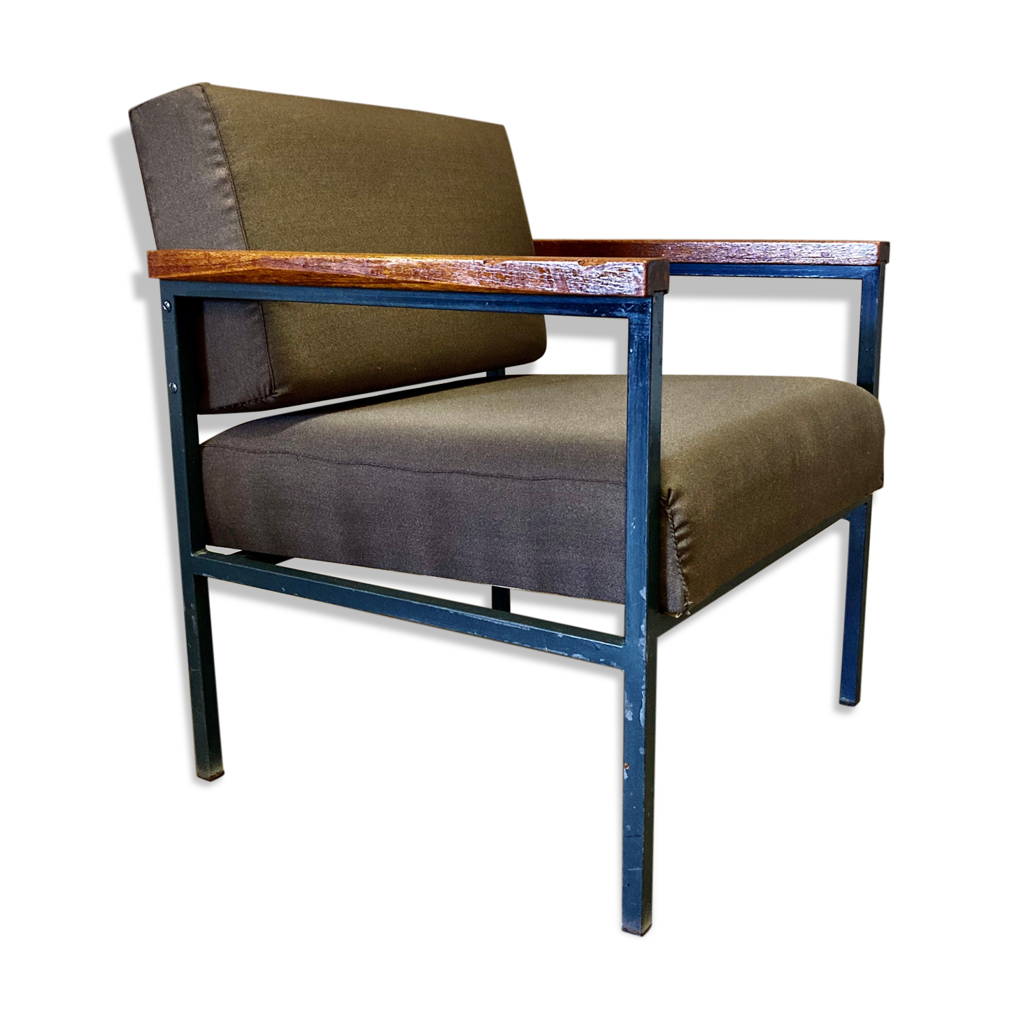 Armchair metal and teak 1950