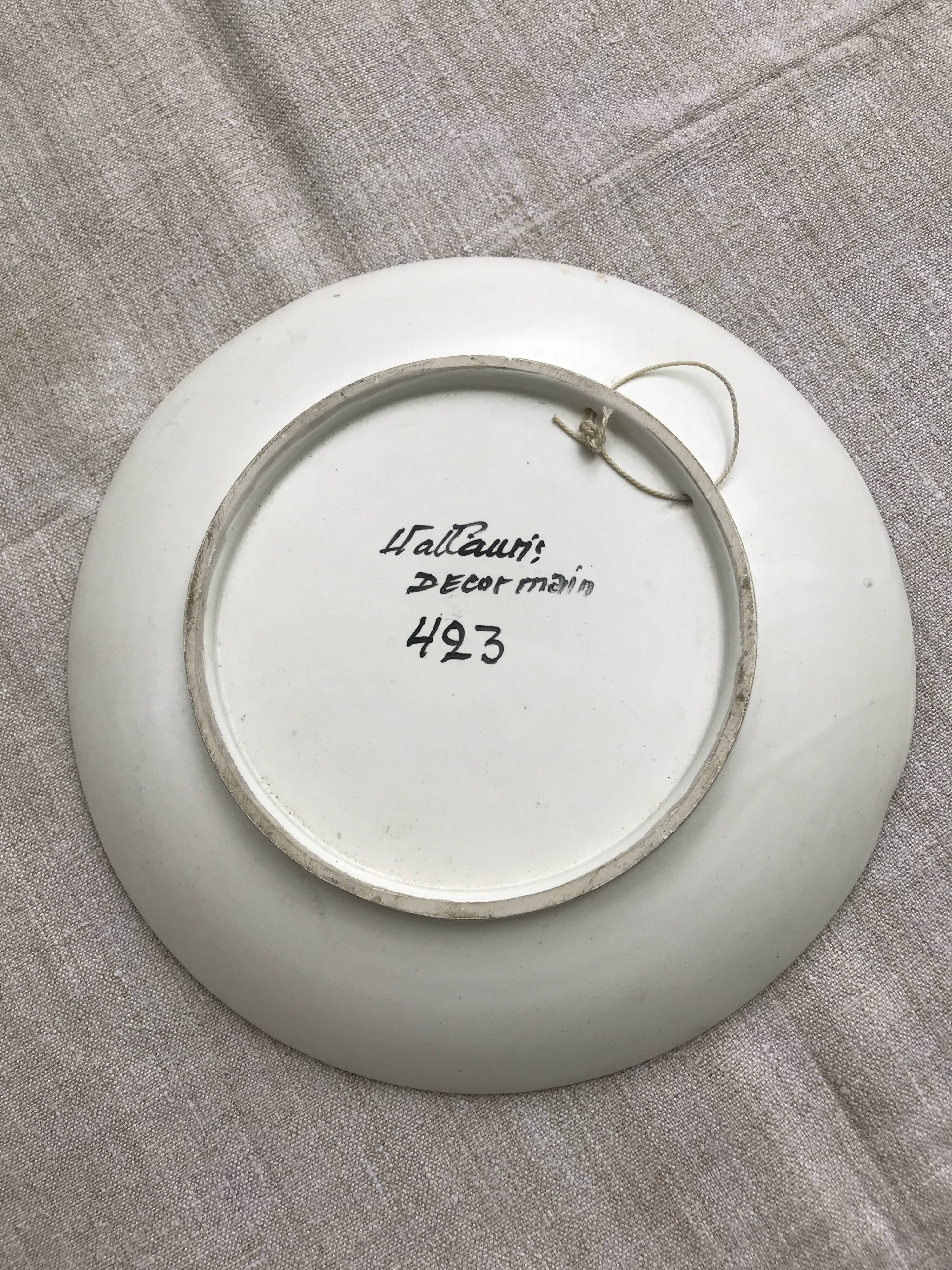 Old ceramic dish Valauris. Butterfly dish.